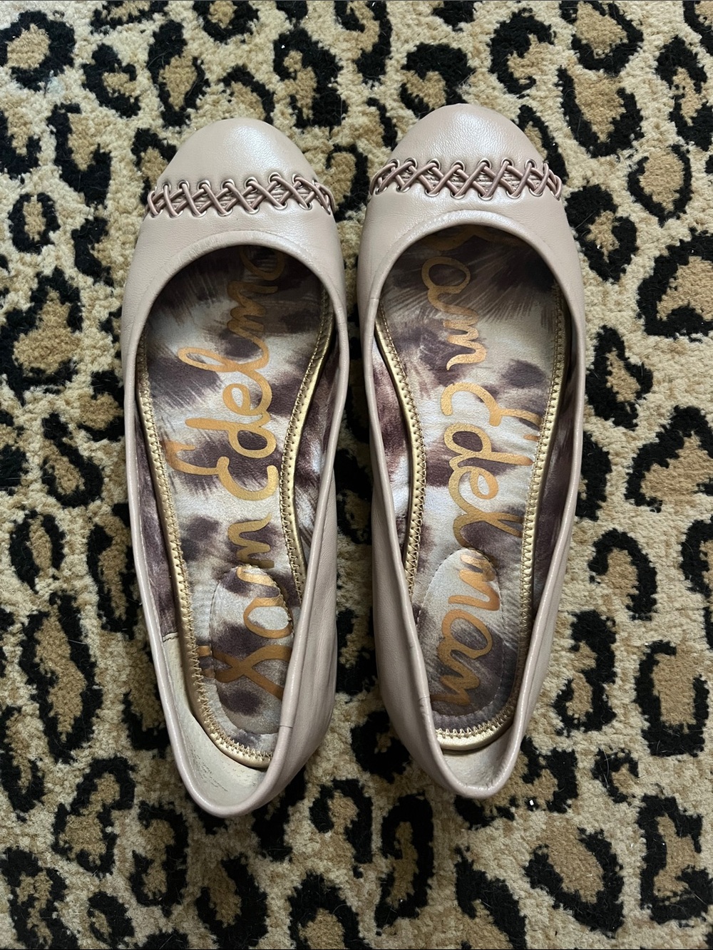 Sam Edelman Blush Nude Ballet Flats with Woven Toe Trim